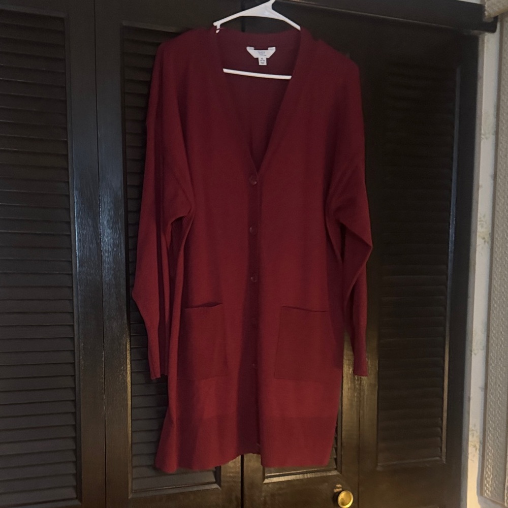 Time and Tru Deep Red Cardigan Sweater